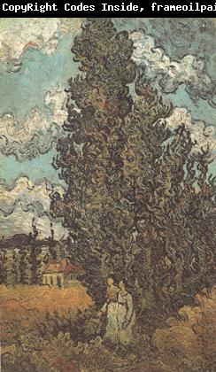 Vincent Van Gogh Cypresses and Two Women (nn04)